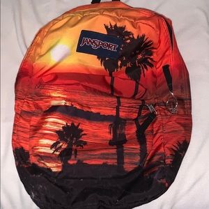 Jansport Red and Orange Sunset Themed Backpack